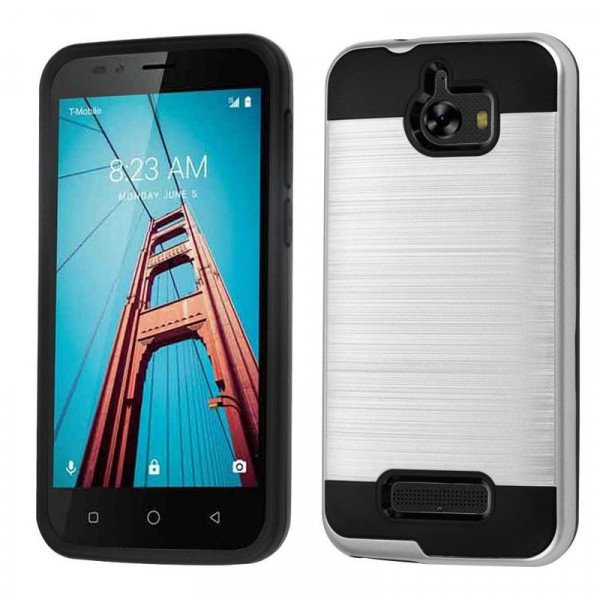 Wholesale Coolpad Defiant 3632 Armor Hybrid Case (Silver)